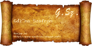 Güns Szofron névjegykártya